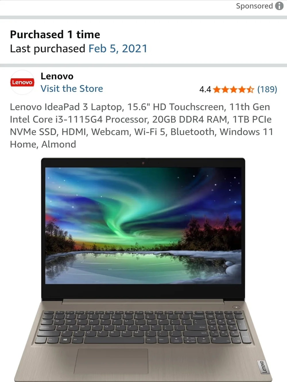 Lenovo IdeaPad 3 Laptop 15.6 HD Touchscreen